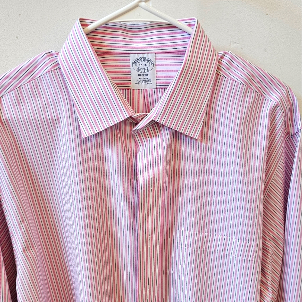 Brooks Brothers Men's button down striped shirts size 17-34 regent cut